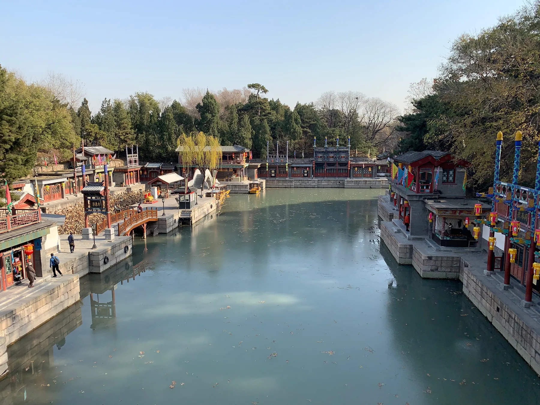 A canal and old riverside buildings at the Summer Palace in Beijing.