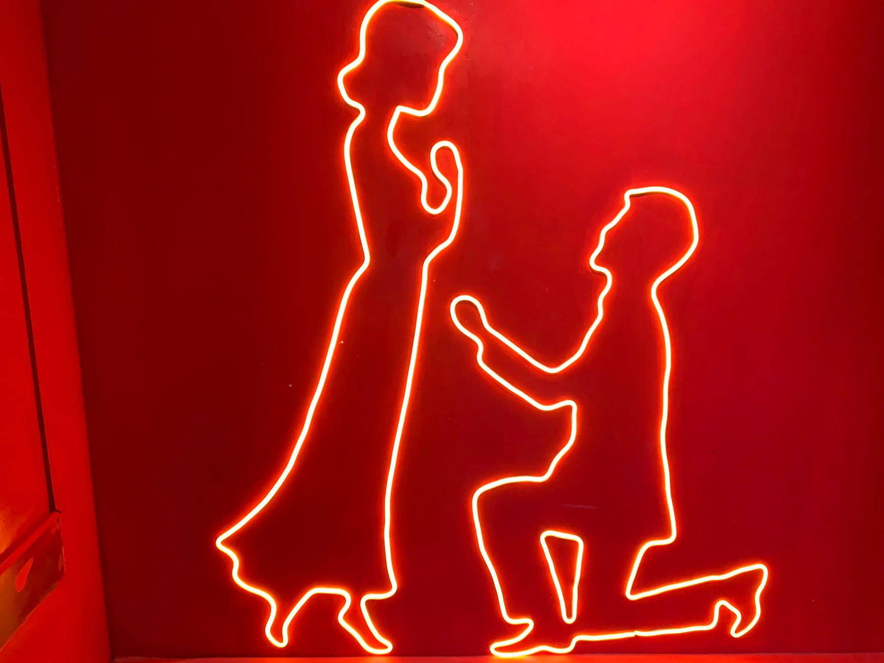 A red neon detail in Shanghai after dark.