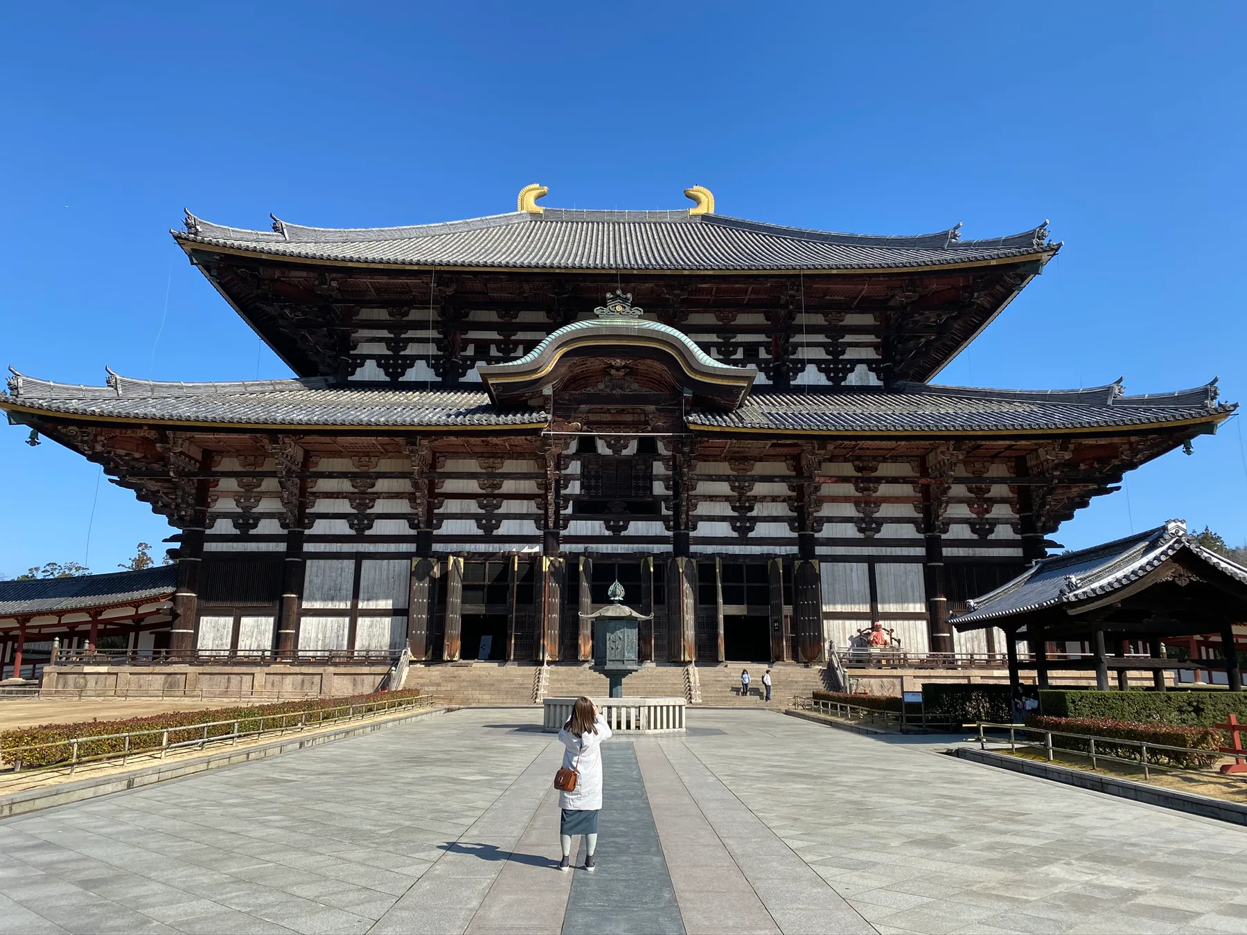 The wooden facade of Tōdai-ji in Nara.