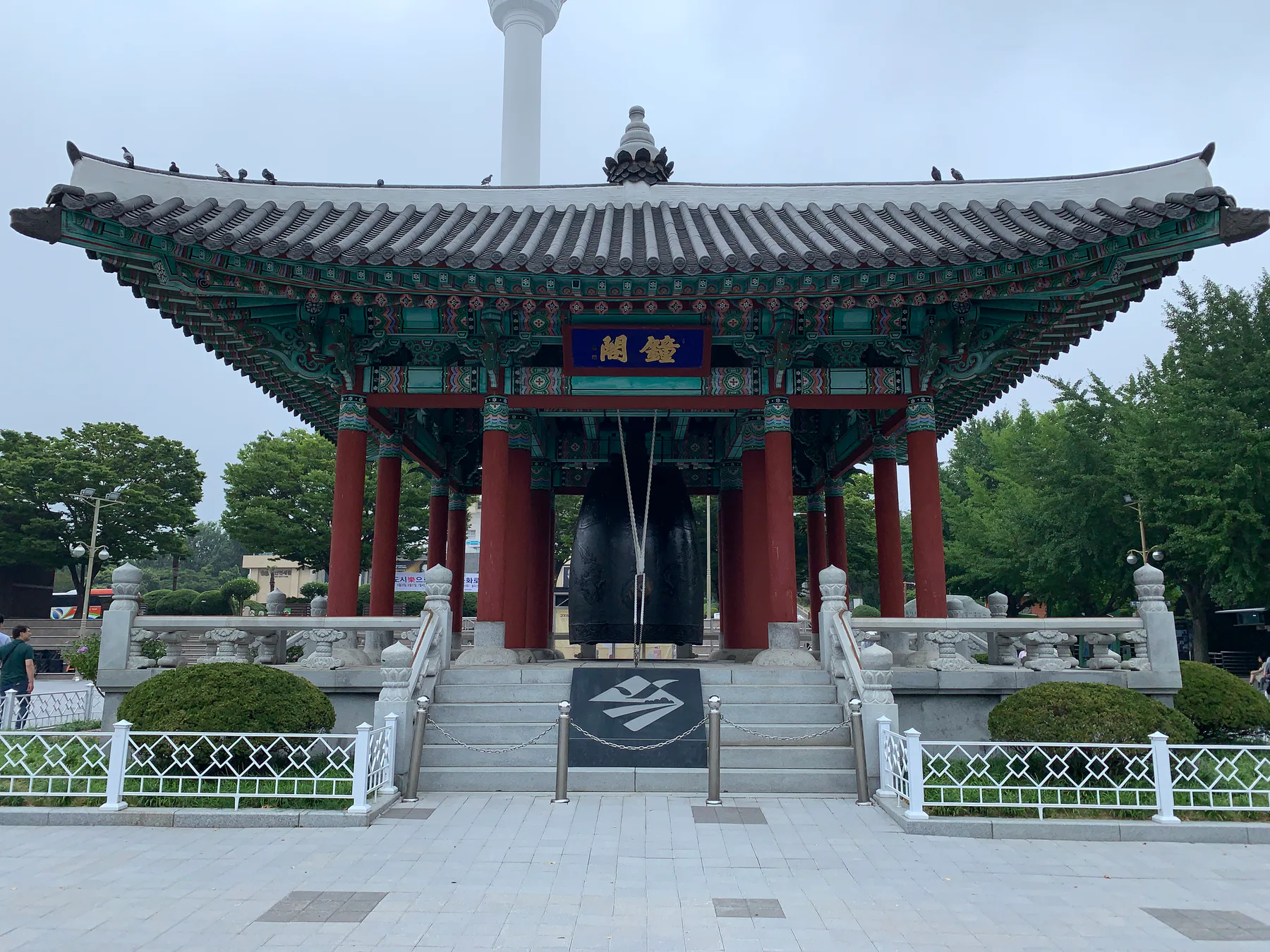 A traditional pavilion at Yongdusan Park in Busan.
